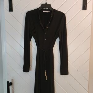 Calvin Klein Black Sheath Dress with Mandarin Collar